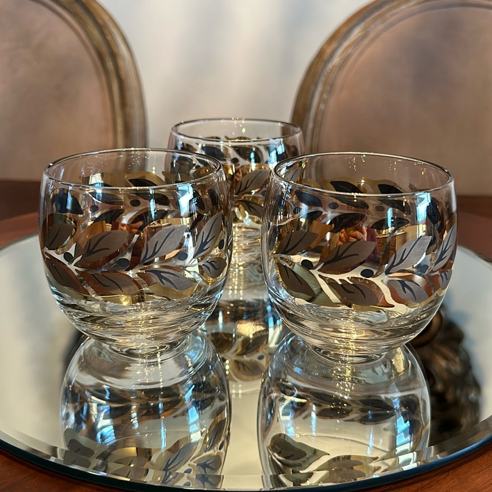 MCM Federal Roly Poly Barware Laurel Leaf Glasses - Picture 2 of 5